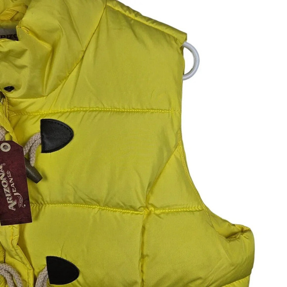 Arizona Jean Co Yellow Puffer Vest Size 1X Junior Full Zip Pockets New With Tag - Picture 9 of 13